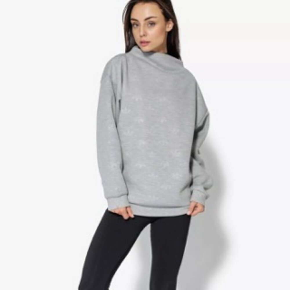 Adidas Grey Sweatshirt Ghost Logo Print High Neck